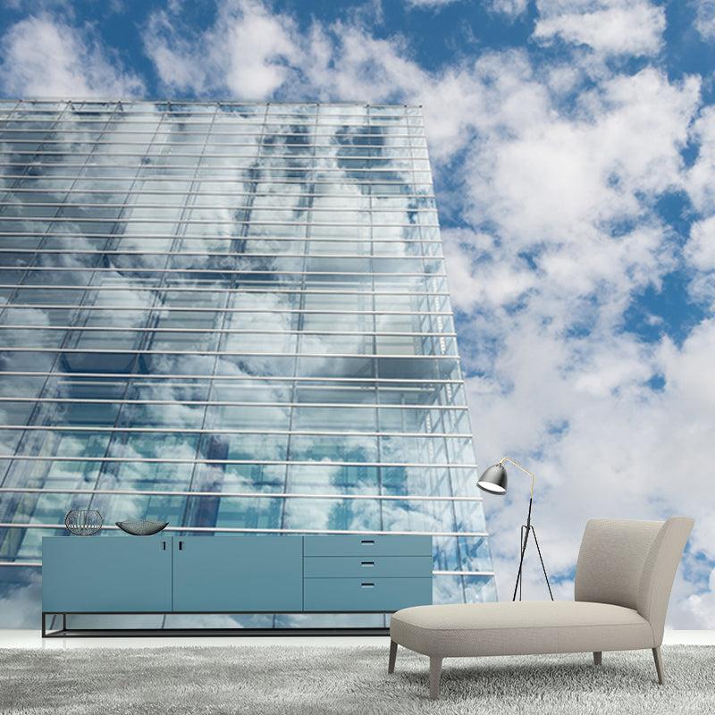 Contemporary City Architecture Mural Wallpaper for Study Room, Stain Resistant