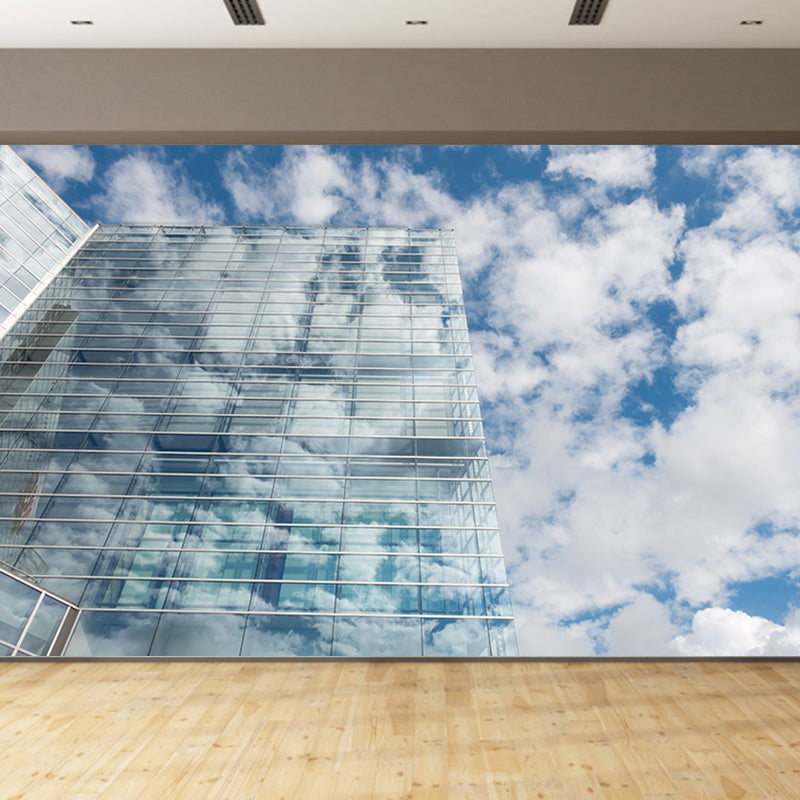 Contemporary City Architecture Mural Wallpaper for Study Room, Stain Resistant