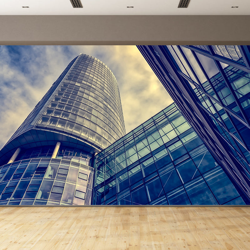 Contemporary City Architecture Mural Wallpaper for Study Room, Stain Resistant