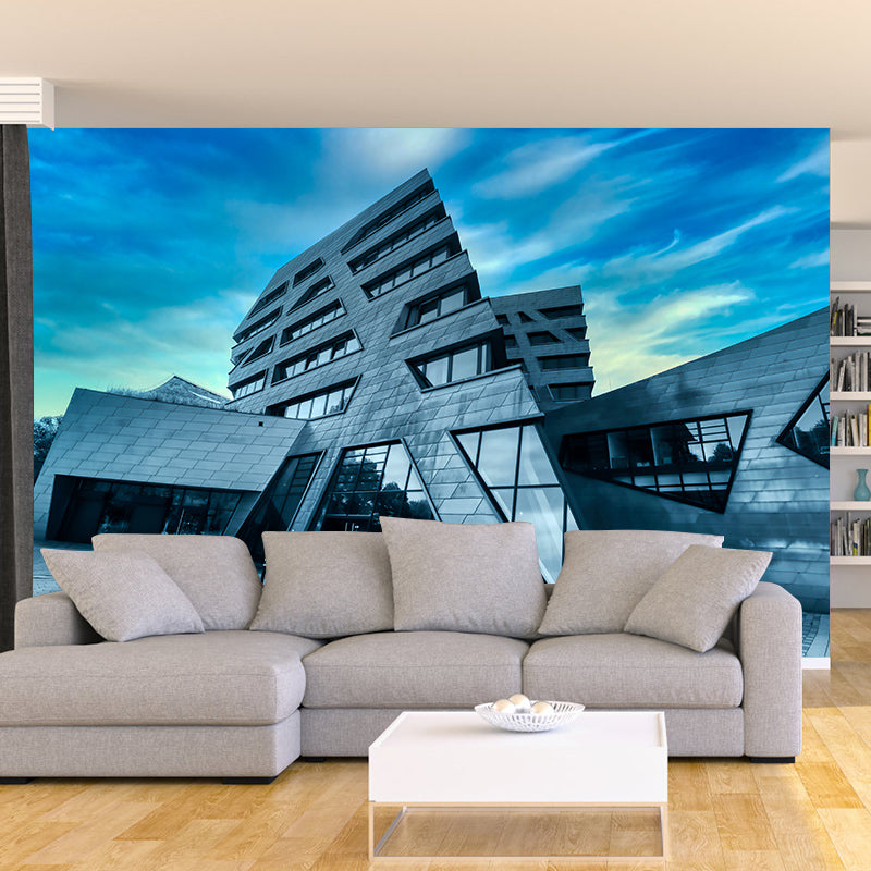 Simple Urban Architecture Wall Covering for Meeting Room, Stain Resistant