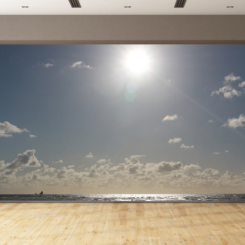 Romantic Beach Mural Wallpaper Stain Resistant Wall Art for Guest Room Decor