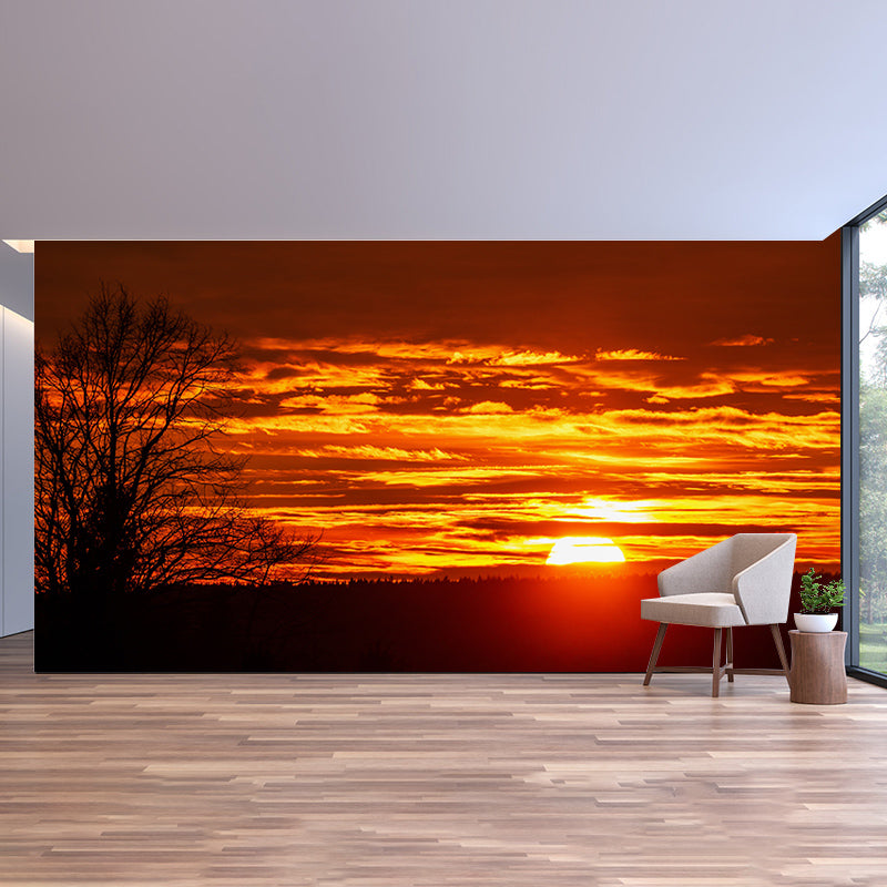 Sunset Clouds Mural Modern Moisture Resistant Bedroom Wall Art, Custom Print
