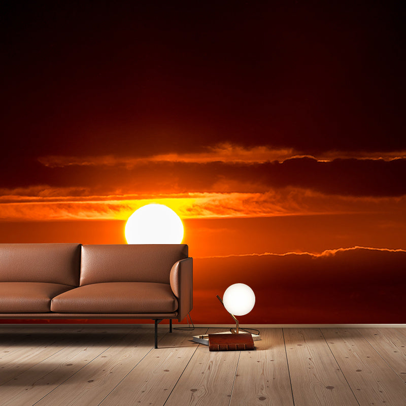 Yellow Sunset Glow Mural Decal for Living Room Customized Wall Covering