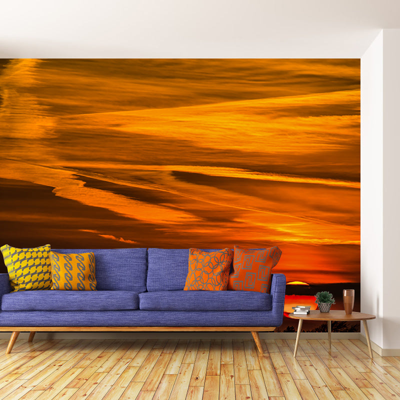 Yellow Sunset Glow Mural Decal for Living Room Customized Wall Covering
