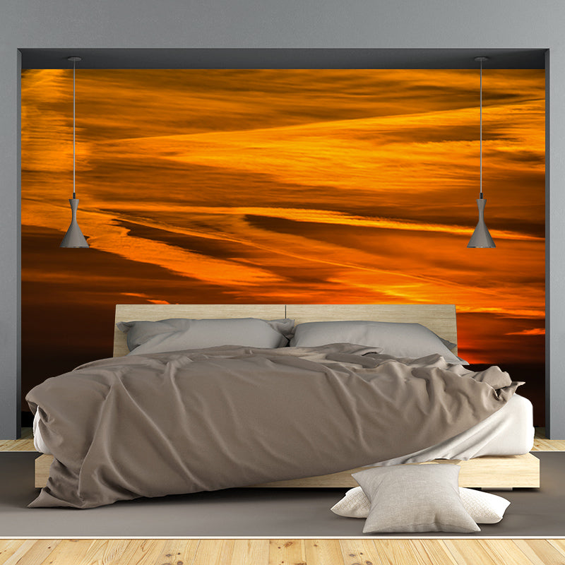 Yellow Sunset Glow Mural Decal for Living Room Customized Wall Covering