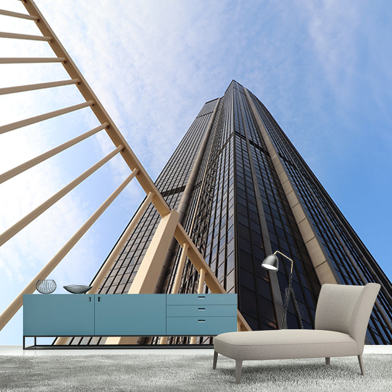 Modern City Architecture Mural Wallpaper Meeting Room Wall Decor, Made to Measure