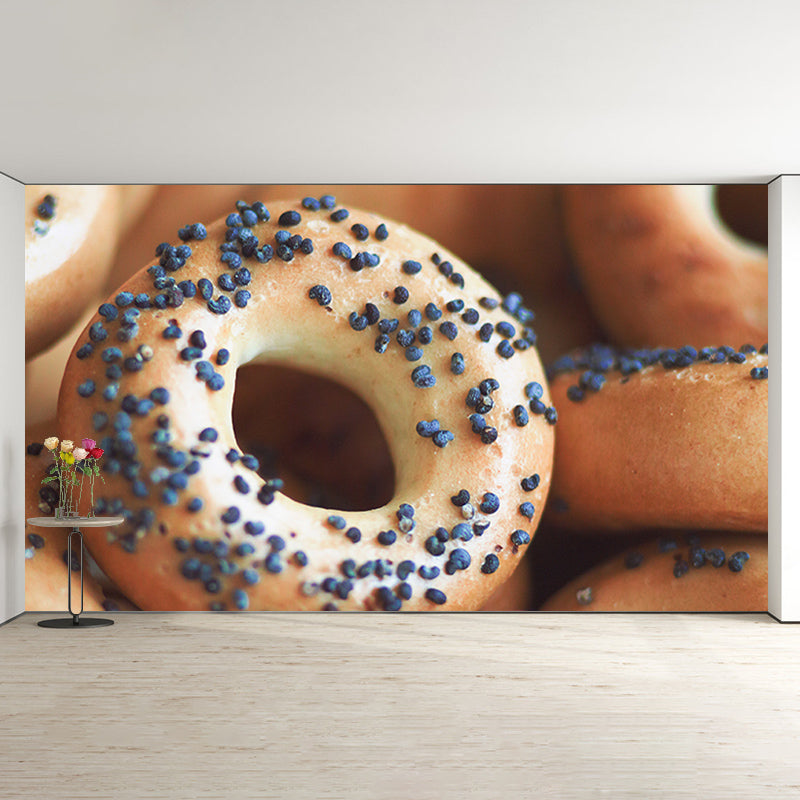 Donut Desserts Food Mural Wallpaper Water Resistant Wall Decor for Dessert Shop