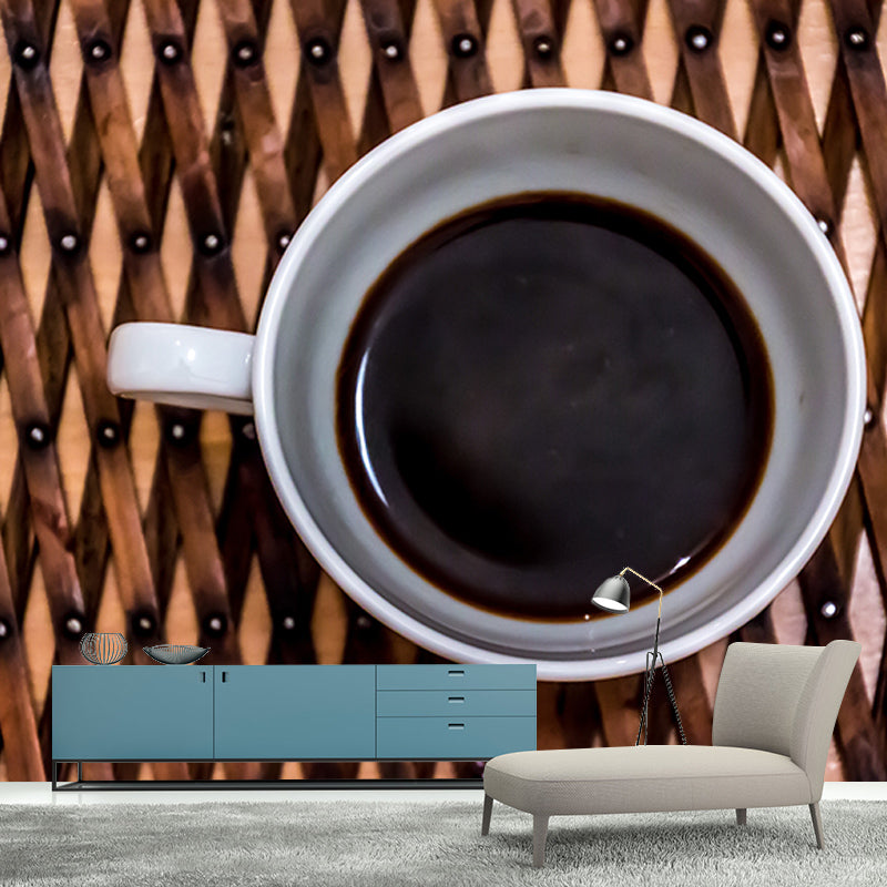 Strong Coffee Wall Mural Decal Customized Size for Restaurant Hotel, Water Resistant