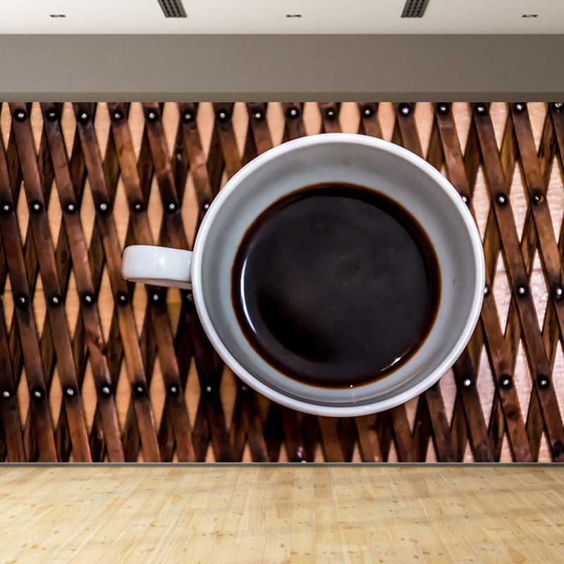 Strong Coffee Wall Mural Decal Customized Size for Restaurant Hotel, Water Resistant