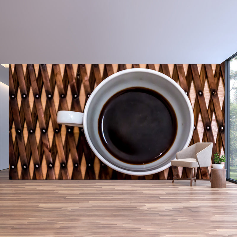 Strong Coffee Wall Mural Decal Customized Size for Restaurant Hotel, Water Resistant