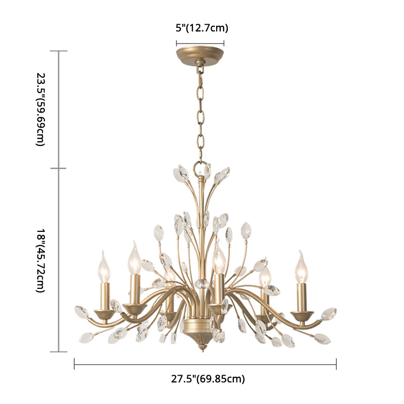 Branches Pendant Lighting Fixture Rustic Style Gold Crystal Hanging Pendant Light