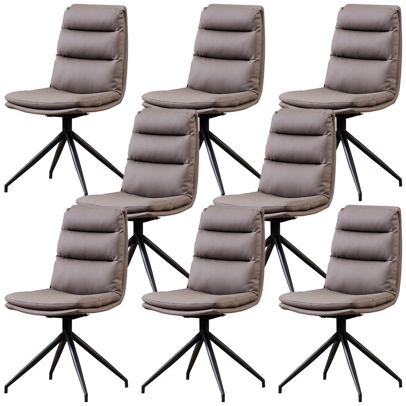 Moderne Leder -Armless Essstuhl gepolsterte Seitenstühle mit Metallbeinen