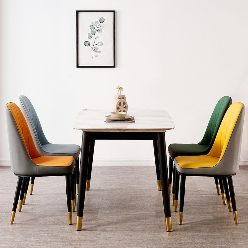Nordic Style Metal Dining Accent Chair Dining Room Armless Dining Chairs