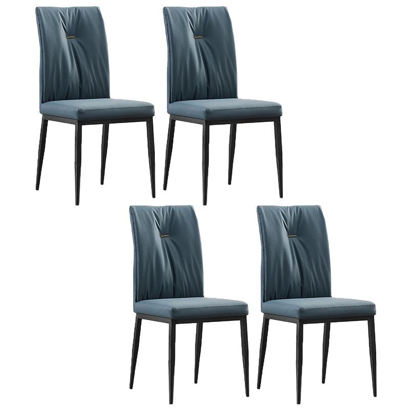 Moderne zeitgenössische Leder -Parsons -Stuhlseite Essstühle mit Metallbeinen