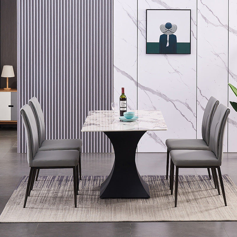 Moderne zeitgenössische Leder -Parsons -Stuhlseite Essstühle mit Metallbeinen