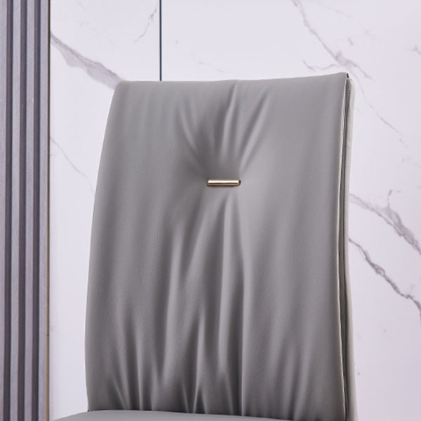 Moderne zeitgenössische Leder -Parsons -Stuhlseite Essstühle mit Metallbeinen