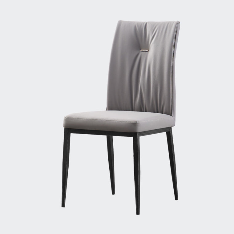 Moderne zeitgenössische Leder -Parsons -Stuhlseite Essstühle mit Metallbeinen