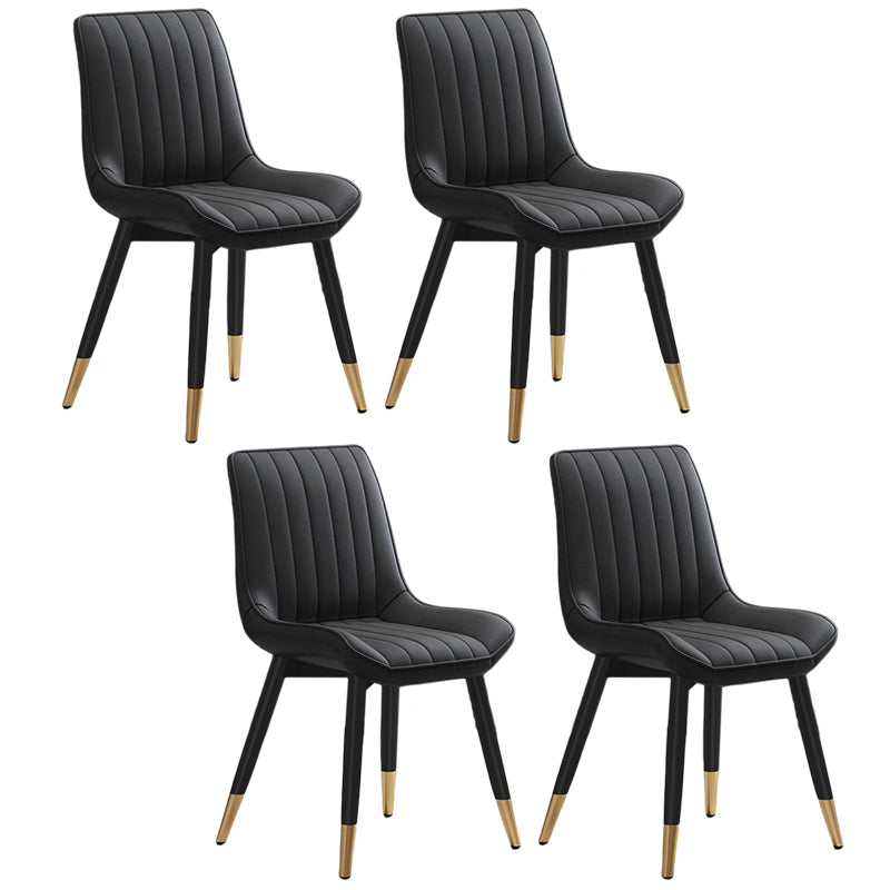 Metall zeitgenössischer Seitenstuhl PU Leder Solid Back Stuhl Innenstühle Esszimmerstühle