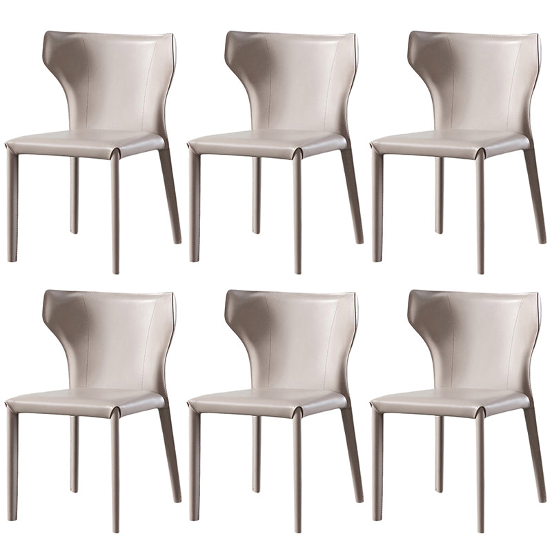Moderner Wingback Side Stuhl Leder armlosen Essstuhl mit Metallbeinen
