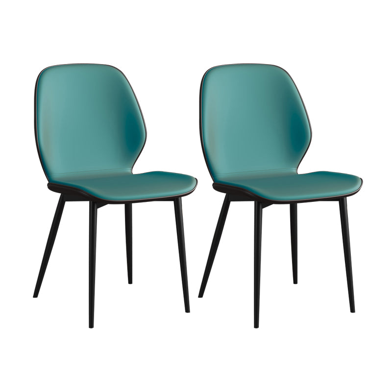 Leder zeitgenössischer Wingback Side Stuhl Küche Essstuhl mit Metallbeinen
