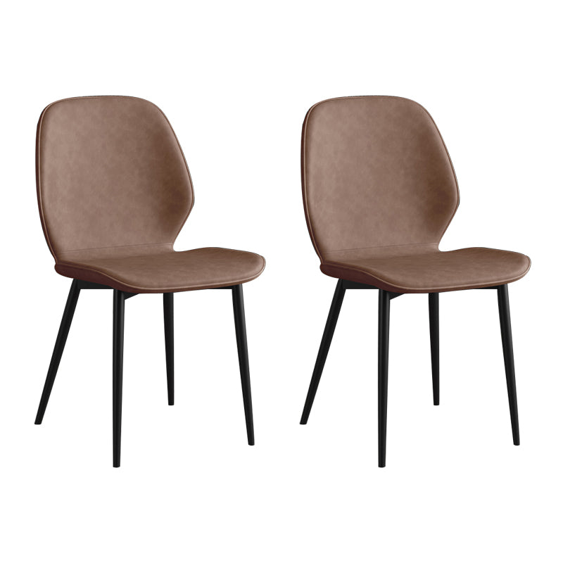 Leder zeitgenössischer Wingback Side Stuhl Küche Essstuhl mit Metallbeinen