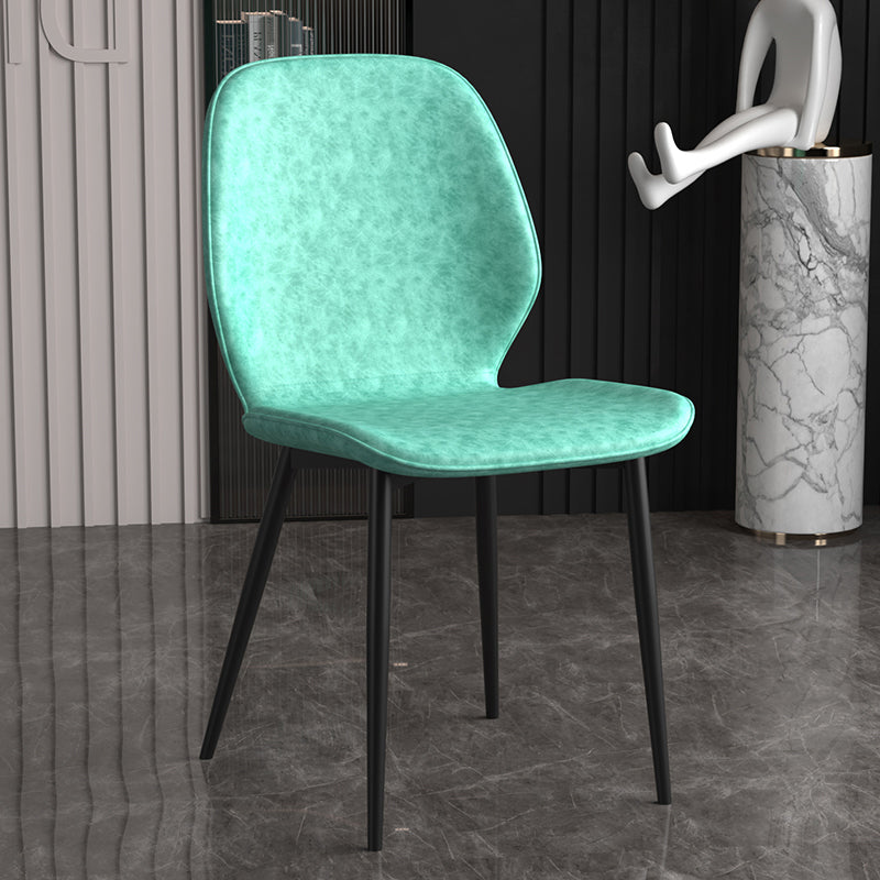 Leder zeitgenössischer Wingback Side Stuhl Küche Essstuhl mit Metallbeinen