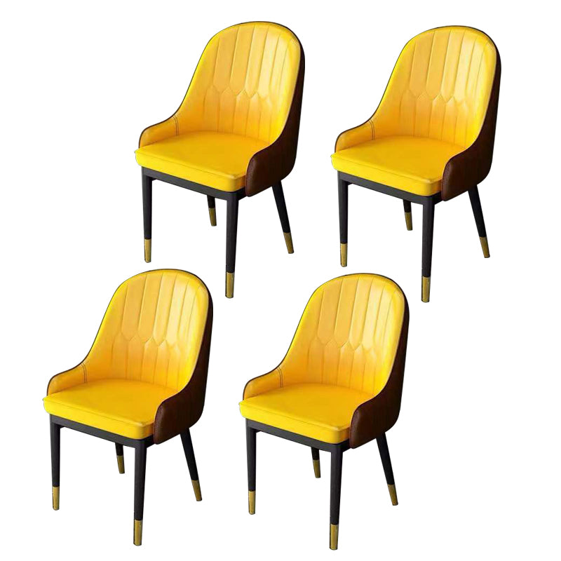Glamstil Faux Lederstuhl Parsons Essstuhl für Zuhause mit schwarzen Beinen