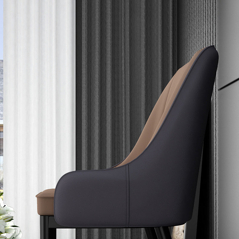 Glamstil Faux Lederstuhl Parsons Essstuhl für Zuhause mit schwarzen Beinen