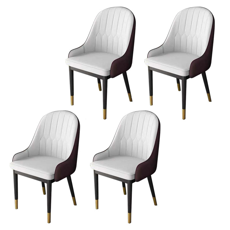 Glamstil Faux Lederstuhl Parsons Essstuhl für Zuhause mit schwarzen Beinen