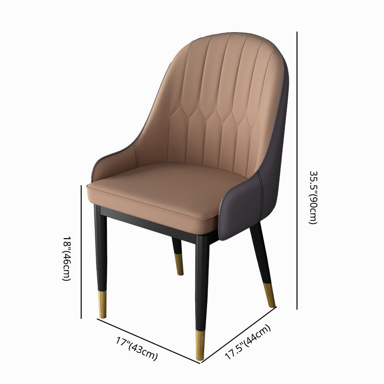 Glamstil Faux Lederstuhl Parsons Essstuhl für Zuhause mit schwarzen Beinen