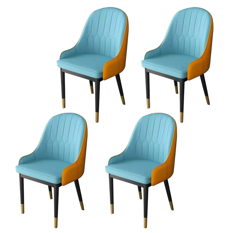 Glamstil Faux Lederstuhl Parsons Essstuhl für Zuhause mit schwarzen Beinen