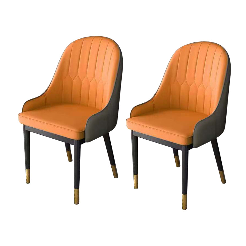 Glamstil Faux Lederstuhl Parsons Essstuhl für Zuhause mit schwarzen Beinen