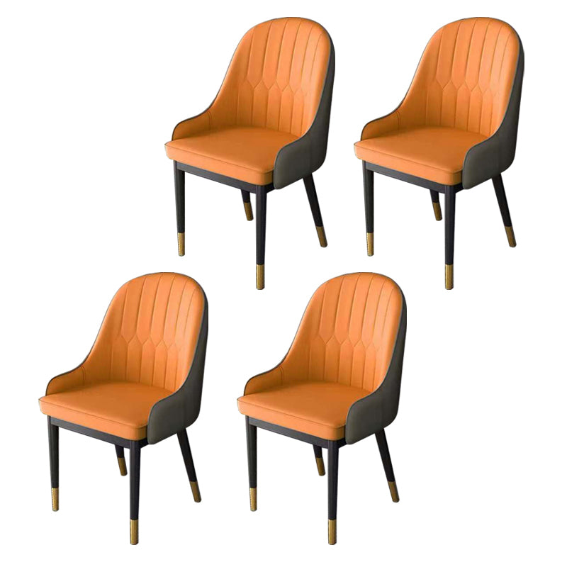 Glamstil Faux Lederstuhl Parsons Essstuhl für Zuhause mit schwarzen Beinen