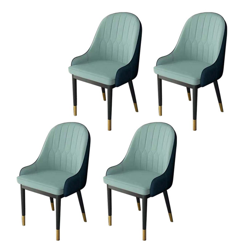 Glamstil Faux Lederstuhl Parsons Essstuhl für Zuhause mit schwarzen Beinen