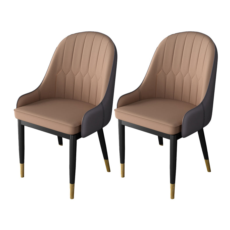 Glamstil Faux Lederstuhl Parsons Essstuhl für Zuhause mit schwarzen Beinen