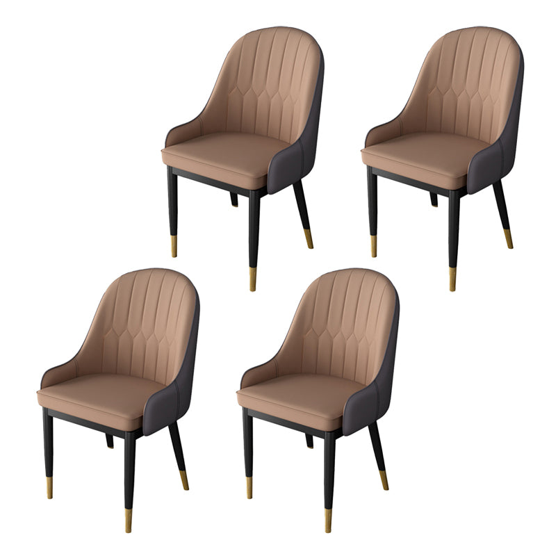 Glamstil Faux Lederstuhl Parsons Essstuhl für Zuhause mit schwarzen Beinen