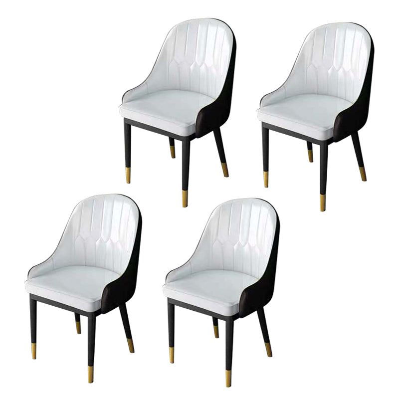 Glamstil Faux Lederstuhl Parsons Essstuhl für Zuhause mit schwarzen Beinen