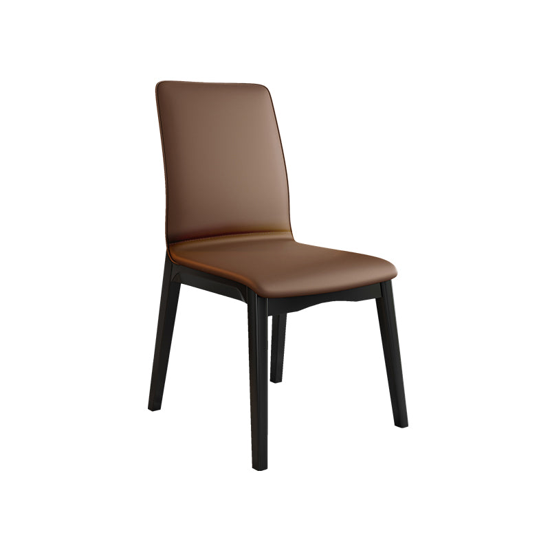 Moderne Küchenlederquadrat -Essstühle Parsons Stuhl mit Holzbeinen