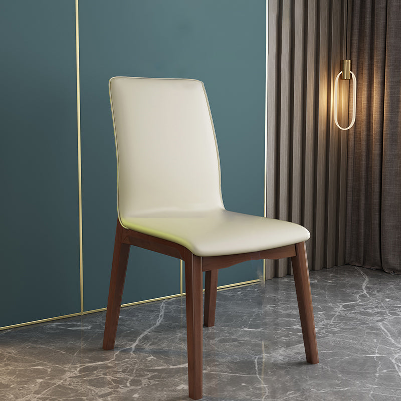 Moderne Küchenlederquadrat -Essstühle Parsons Stuhl mit Holzbeinen
