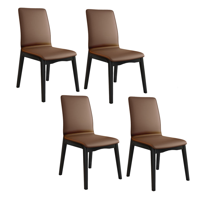 Moderne Küchenlederquadrat -Essstühle Parsons Stuhl mit Holzbeinen