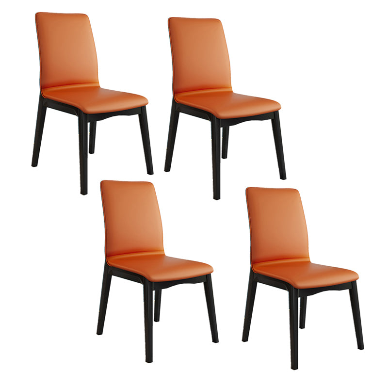Moderne Küchenlederquadrat -Essstühle Parsons Stuhl mit Holzbeinen