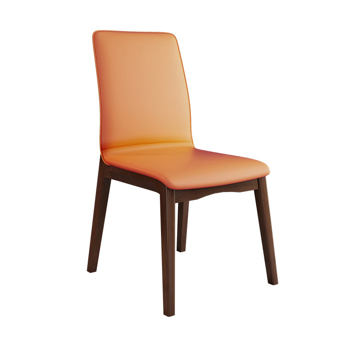 Moderne Küchenlederquadrat -Essstühle Parsons Stuhl mit Holzbeinen