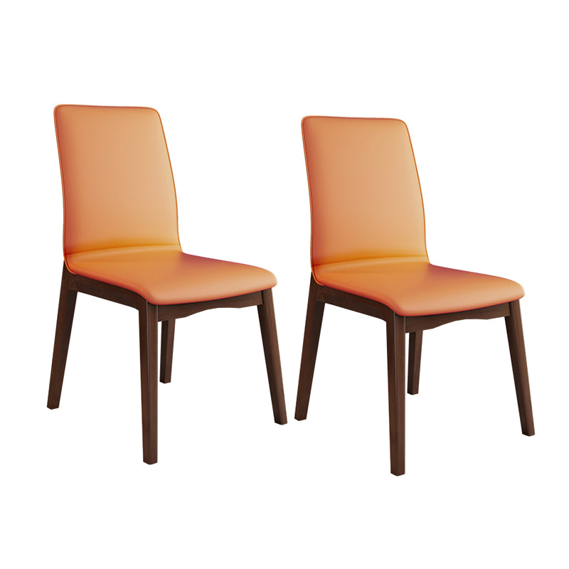 Moderne Küchenlederquadrat -Essstühle Parsons Stuhl mit Holzbeinen
