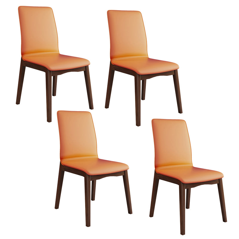 Moderne Küchenlederquadrat -Essstühle Parsons Stuhl mit Holzbeinen