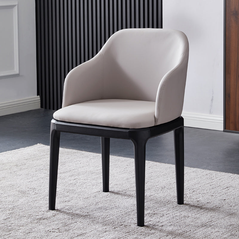 Kunstleder zeitgenössischer Esszimmerstuhl Metallic Finish Solid Back Speisestuhl