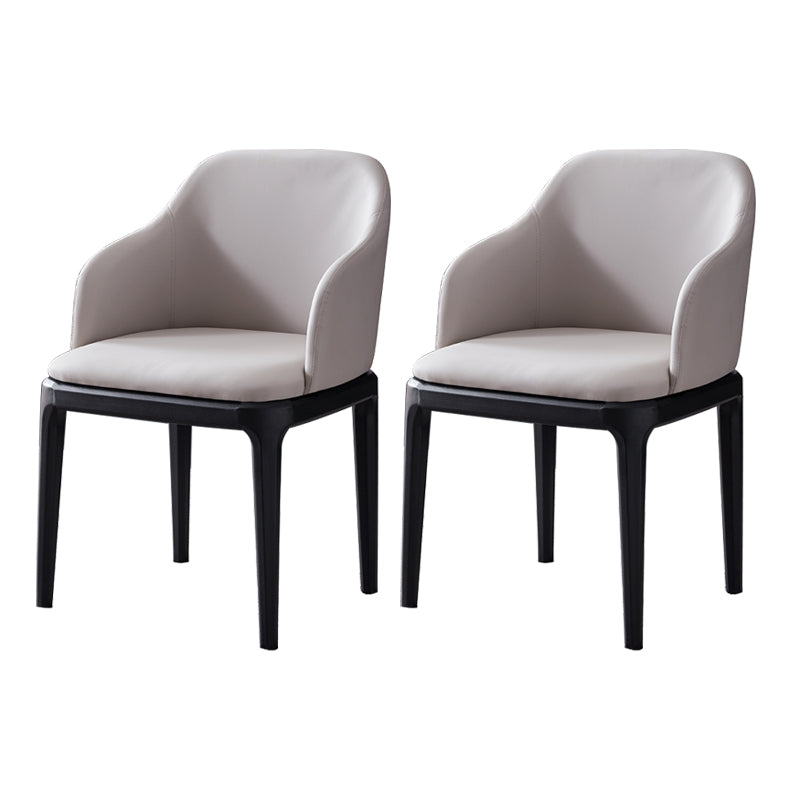 Kunstleder zeitgenössischer Esszimmerstuhl Metallic Finish Solid Back Speisestuhl