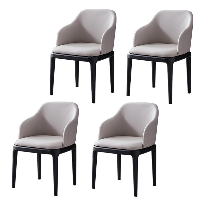 Kunstleder zeitgenössischer Esszimmerstuhl Metallic Finish Solid Back Speisestuhl