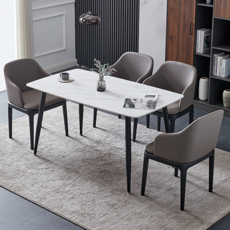 Kunstleder zeitgenössischer Esszimmerstuhl Metallic Finish Solid Back Speisestuhl
