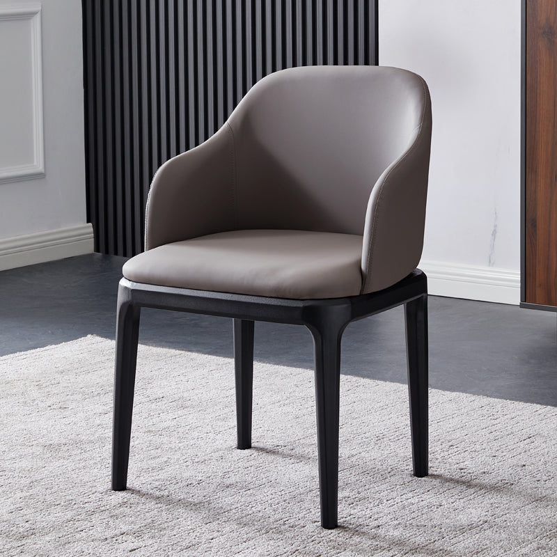 Kunstleder zeitgenössischer Esszimmerstuhl Metallic Finish Solid Back Speisestuhl