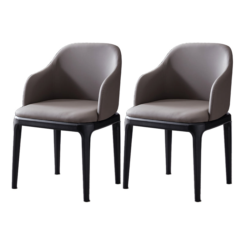 Kunstleder zeitgenössischer Esszimmerstuhl Metallic Finish Solid Back Speisestuhl